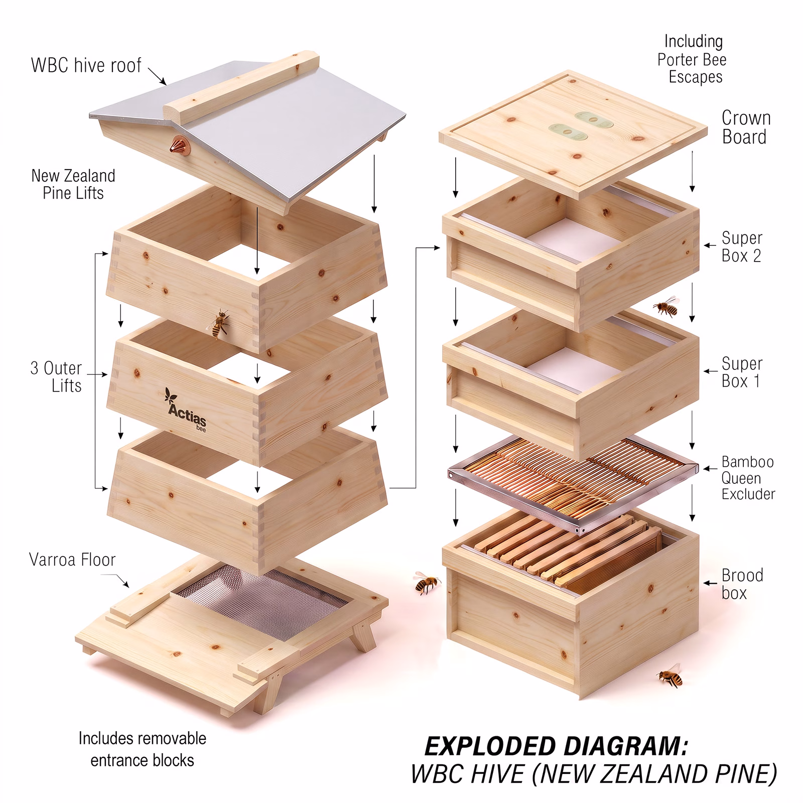 WBC Beehive w/Gabled Roof | New Zealand Pine - Image 3
