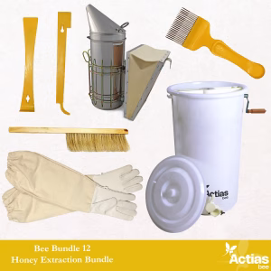 Actiasbee Beekeeping Starter Kit – 2 Frame Honey Extractor, Smoker, Gloves, Hive Tools, Hive Brush & Uncapping Fork